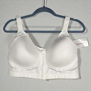 ShapeCurvy Front Zip Sports Bra White XL-UP Adjustable Straps High Impact 1.0